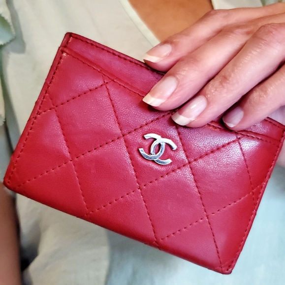 CHANEL Bags Chanel Authentic Red Leather Card Holder Poshmark